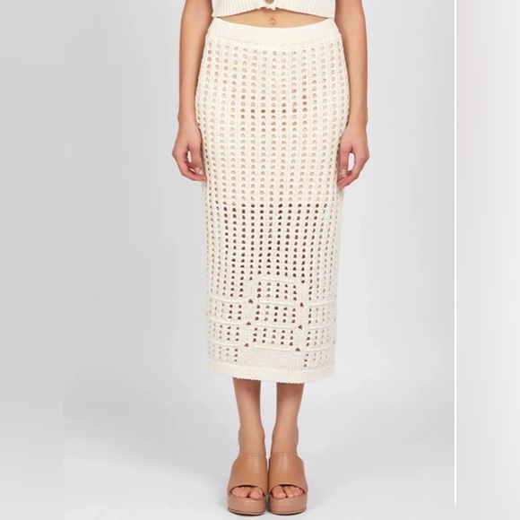 525 America Dresses & Skirts - 525 America Revolve Midi Skirt Christina Knit Ivory Cotton Blend Size Small NWT